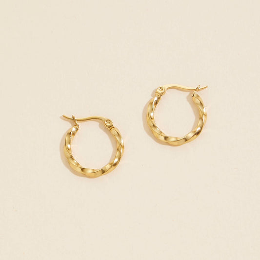 Gold Twisted Hoop Earrings