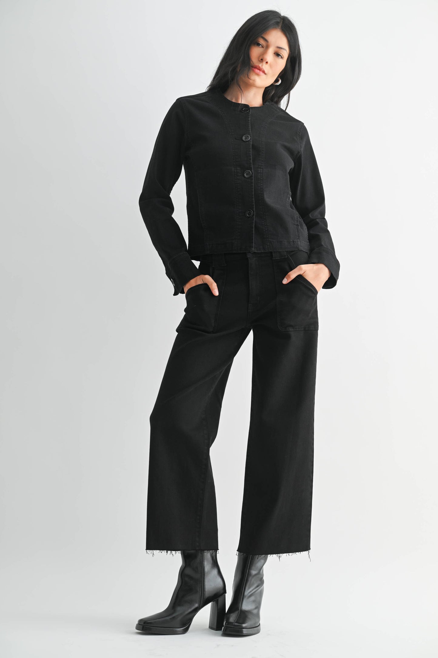 Black Raw Hem Denim