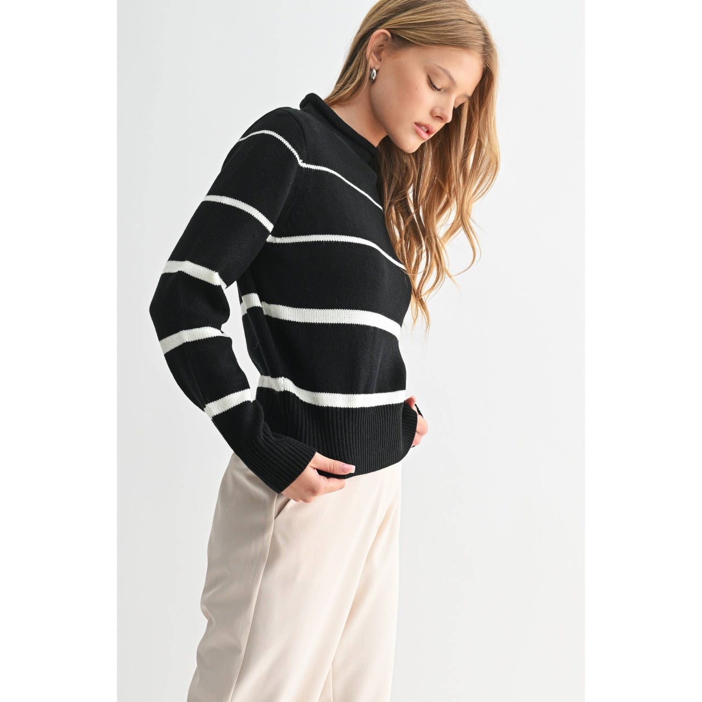 Black & Ivory Striped Sweater