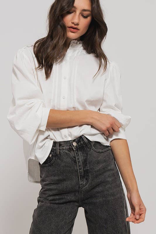 White Ruffle Blouse