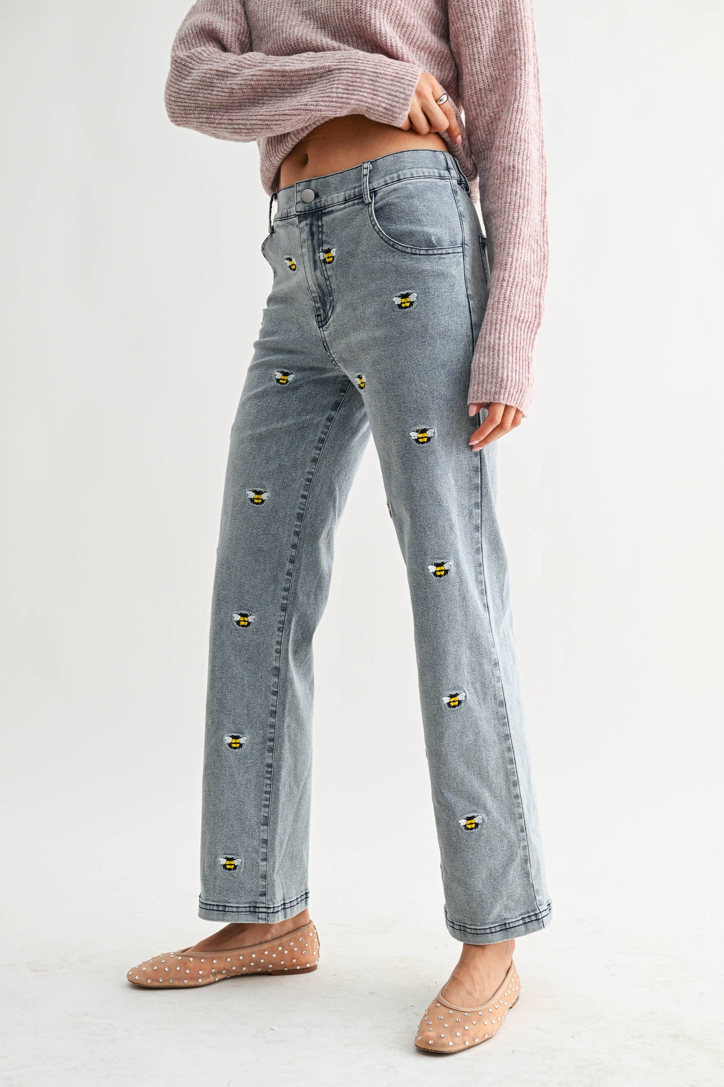 Bee Embroidered Jeans