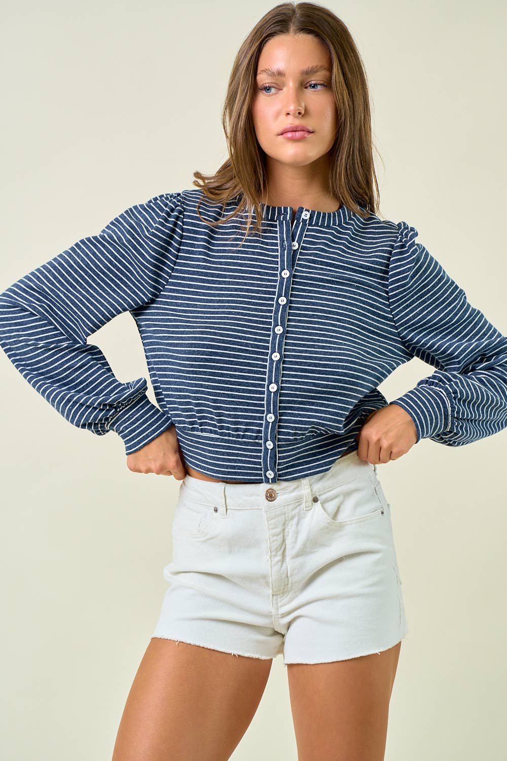 Indigo Button Top