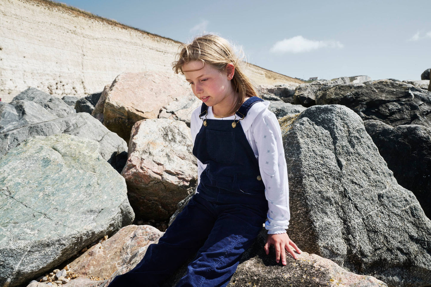 Kids Corduroy Dungarees - Navy