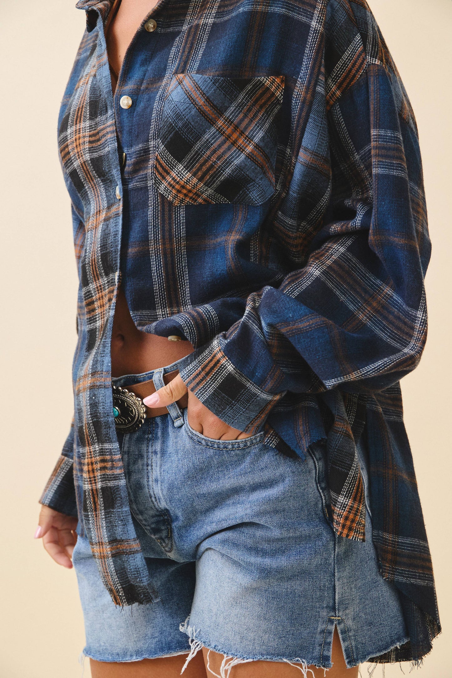 Navy Plaid Flannel Shirt
