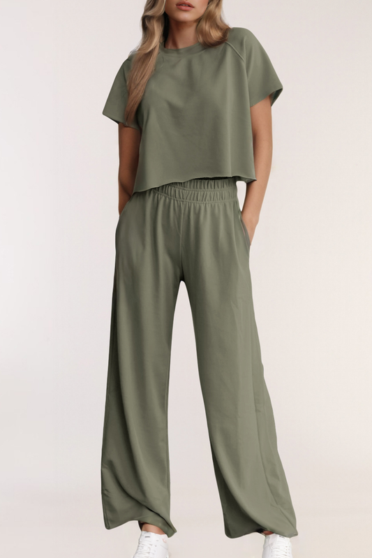 Olive Tee & Pants Set