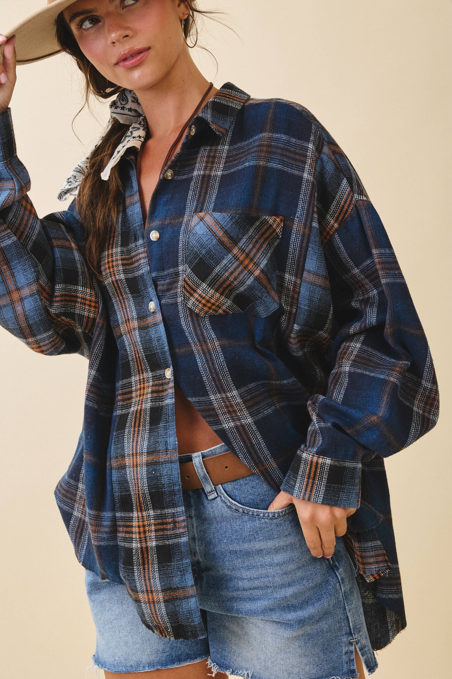 Navy Plaid Flannel Shirt