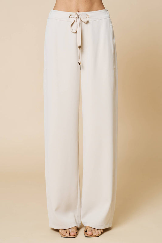 Cream Draw String Pants