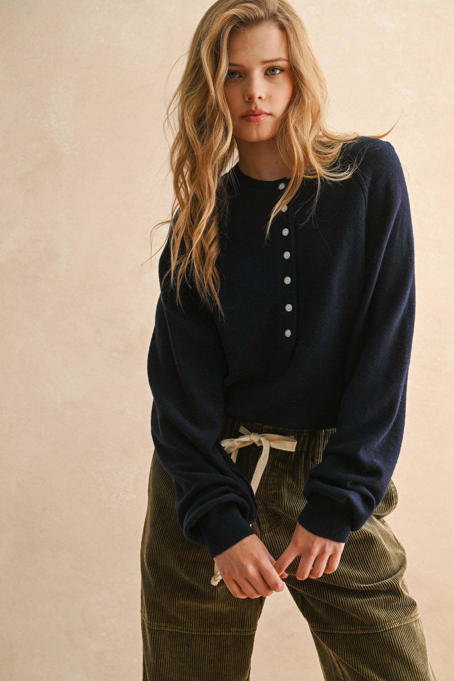 Navy Half Button Sweater
