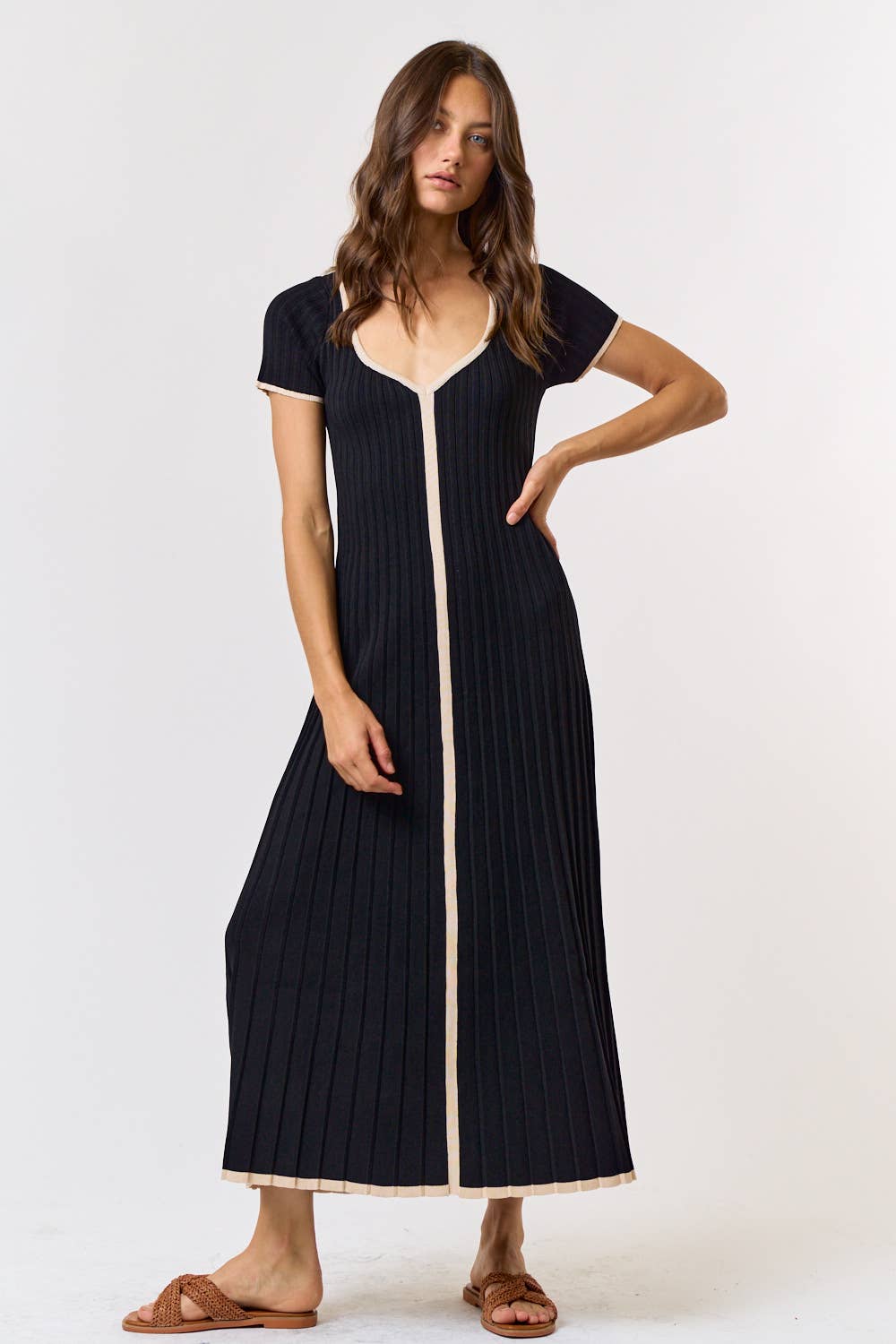 Pleated Sweater Maxi Dress