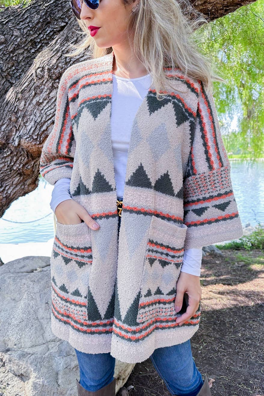 Olive Aztec Cardigan