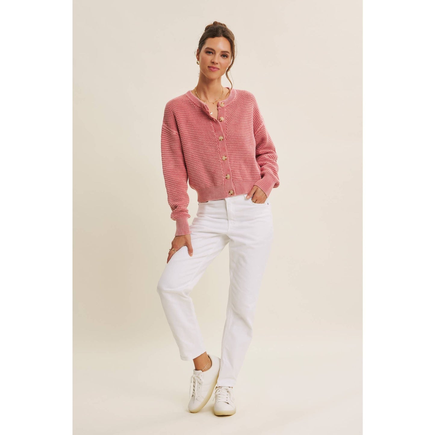 Pale Mauve Knit Cardigan