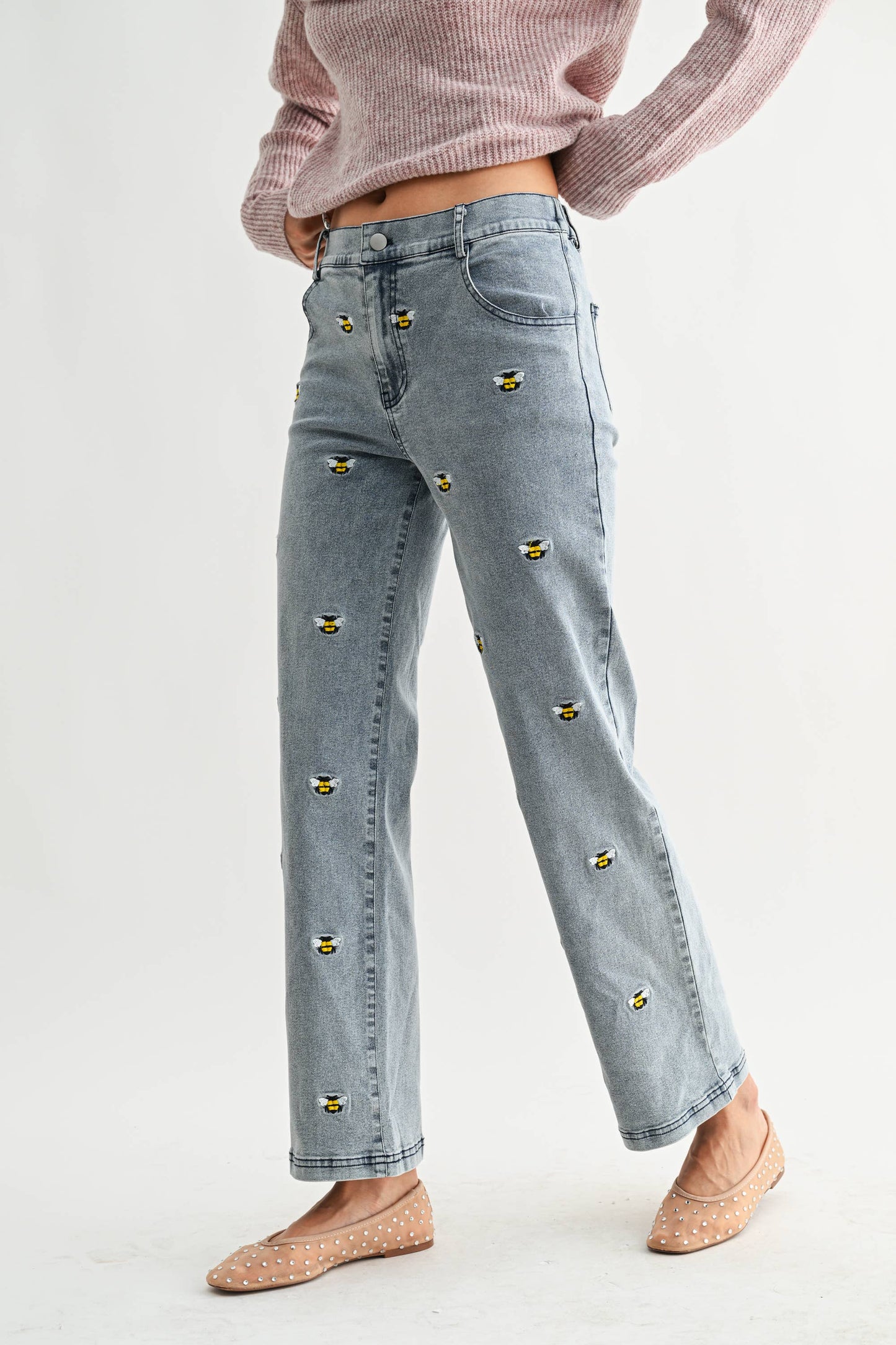 Bee Embroidered Jeans
