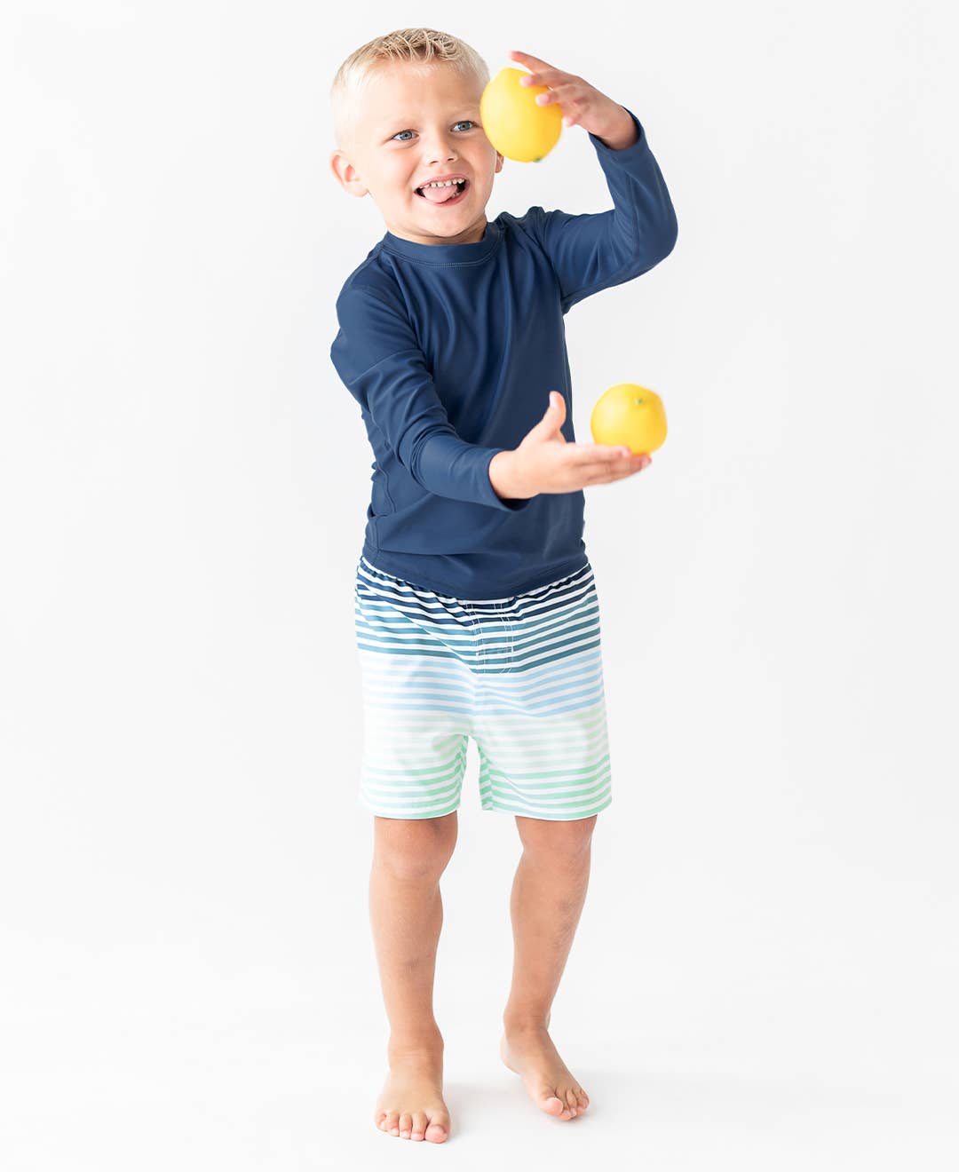 Kids Coastal Stripe Swim Trunks