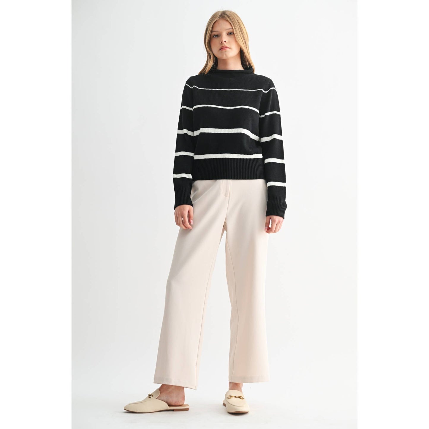 Black & Ivory Striped Sweater