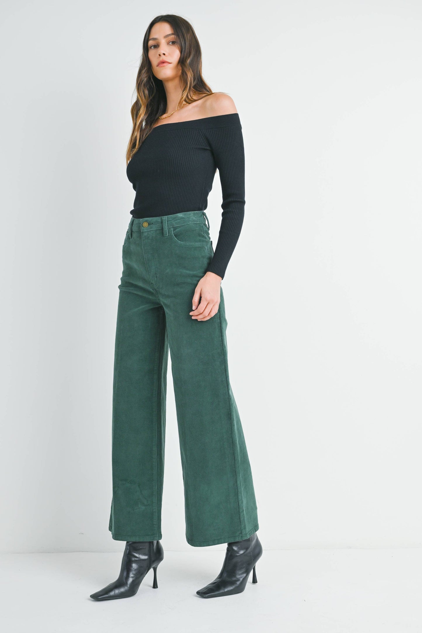 Green Wide Leg Corduroy