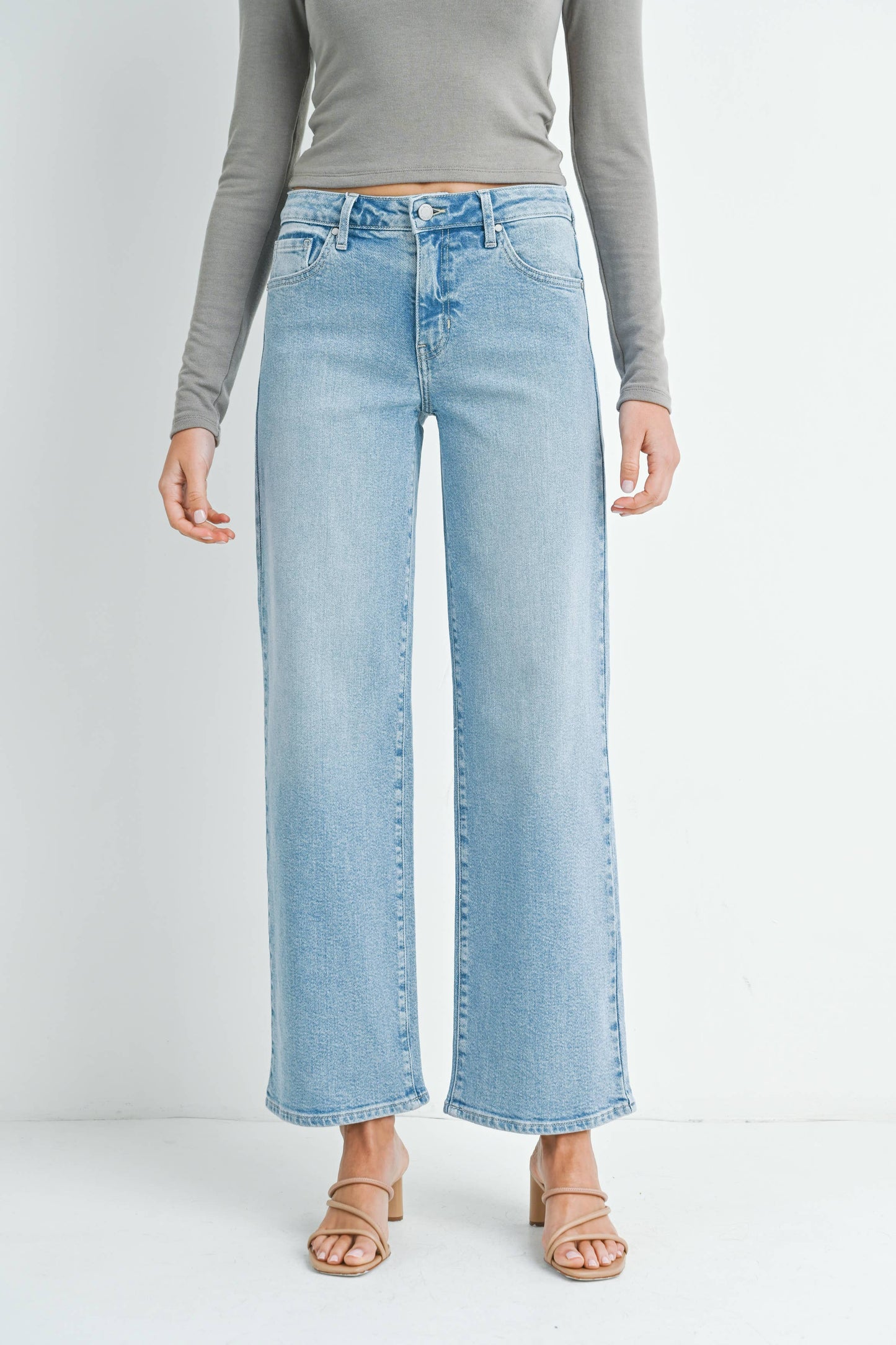 Mid Rise Wide Leg Denim