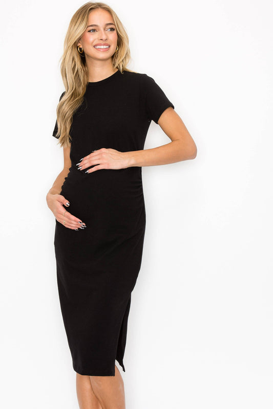 Cotton Side Slit Maternity Dress