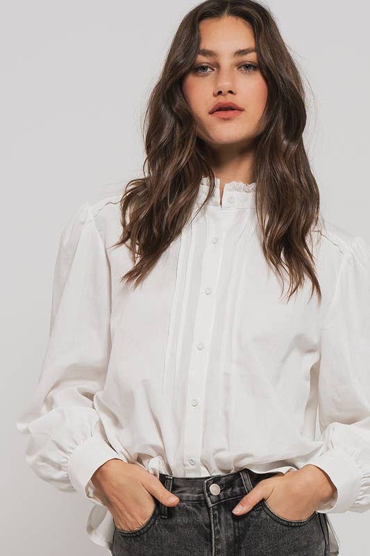 White Ruffle Blouse
