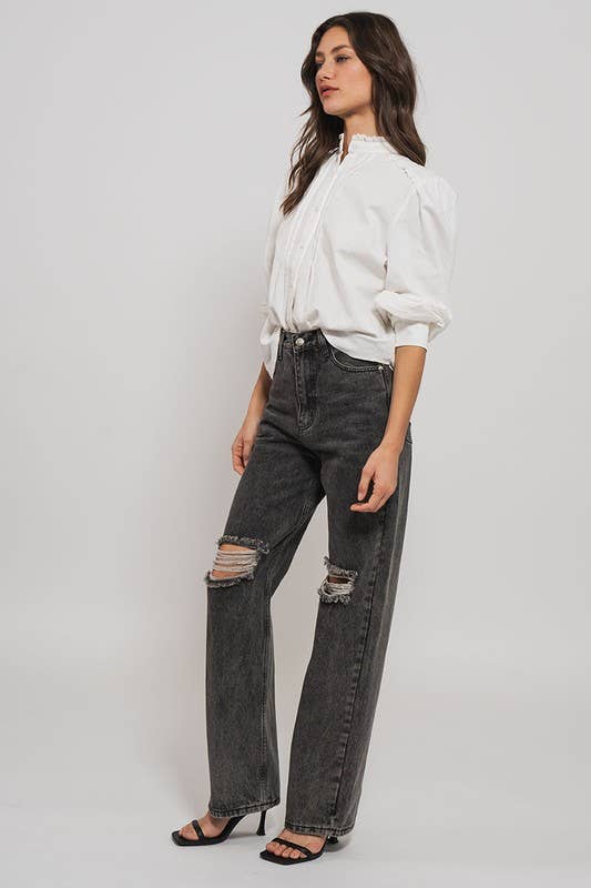 White Ruffle Blouse