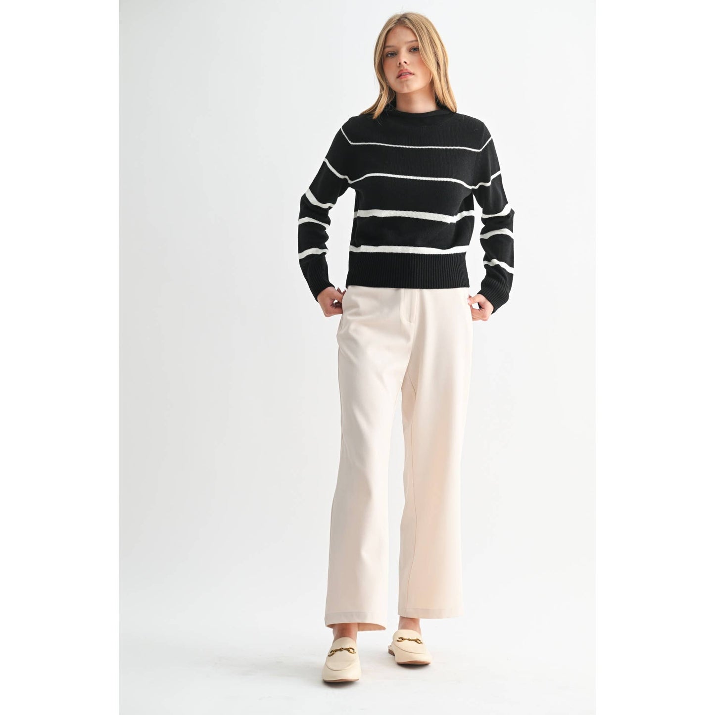 Black & Ivory Striped Sweater