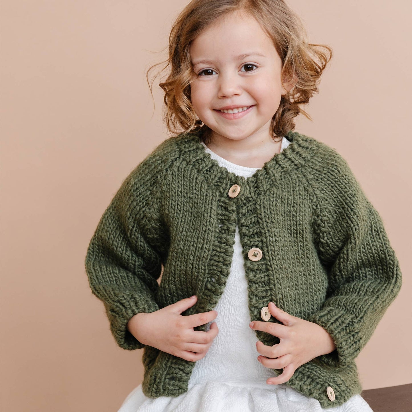 Kids Knit Cardigan - Olive