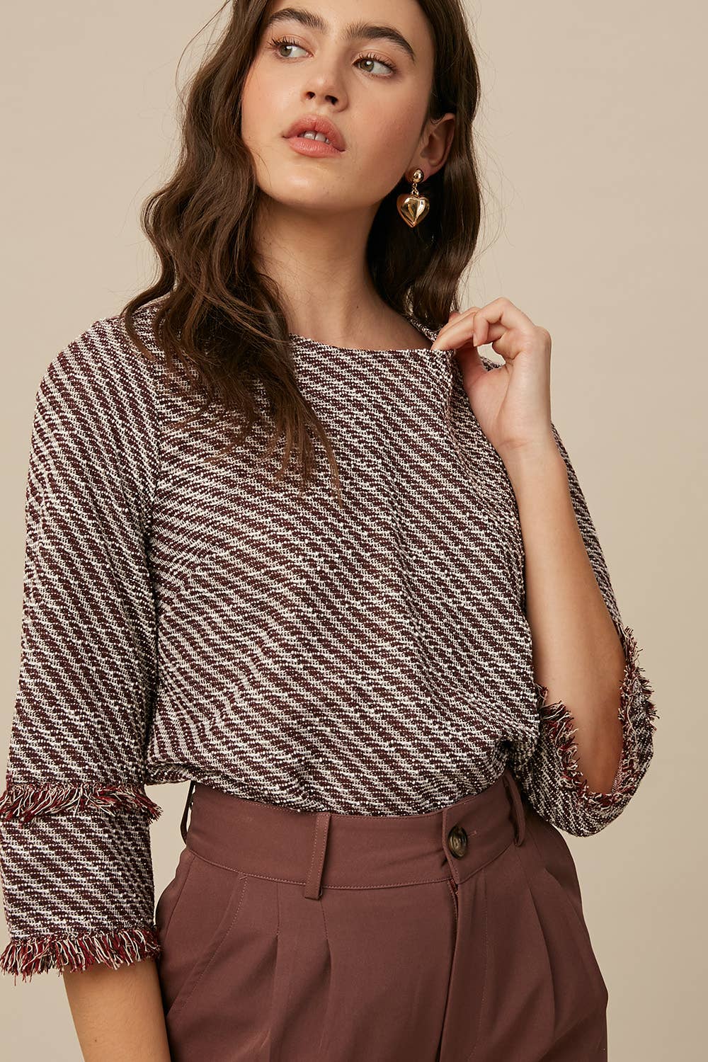Burgundy Fringe Top