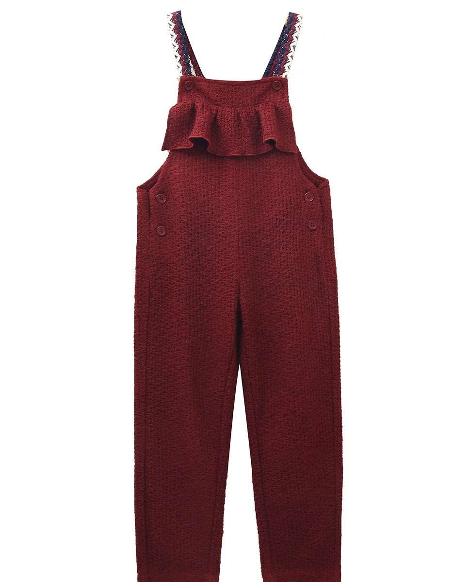 Kids Garnet Red Overalls