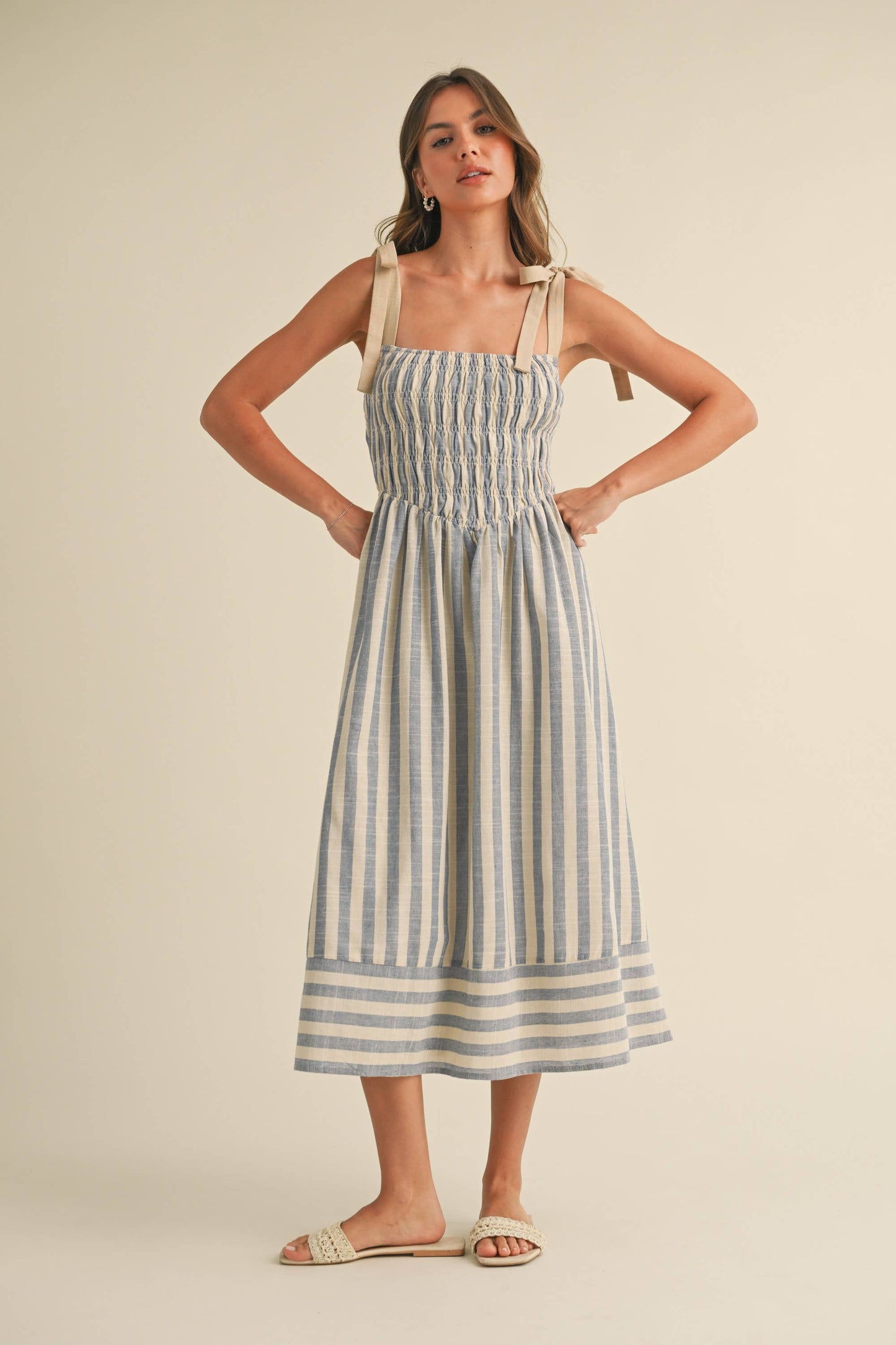 Blue Chevron Midi Dress