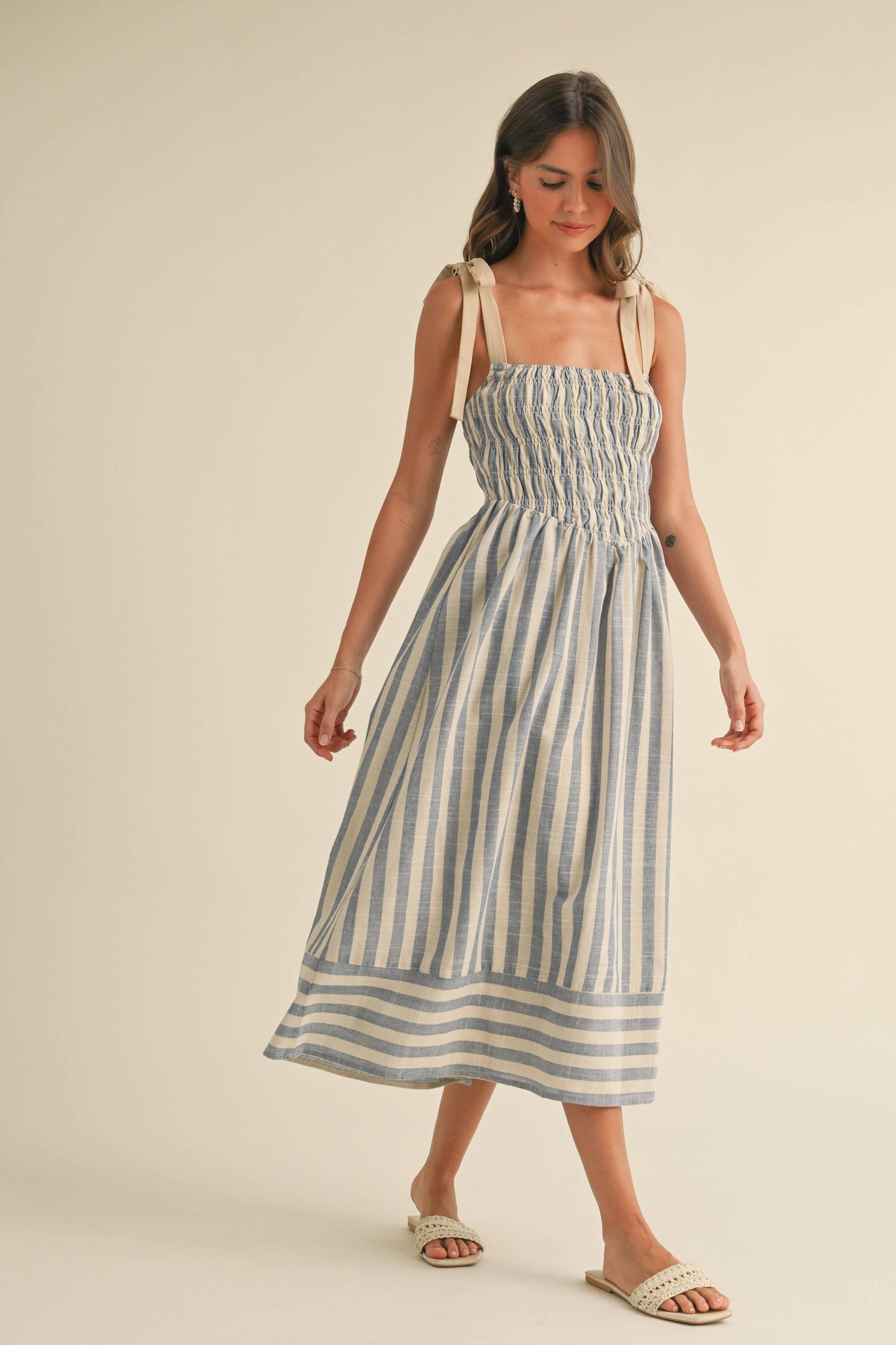 Blue Chevron Midi Dress