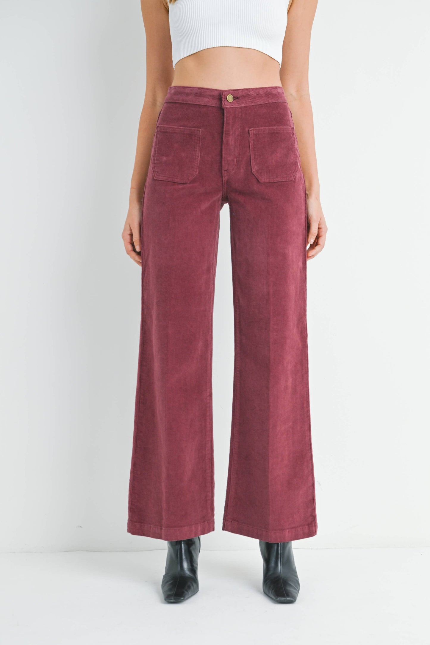 Burgundy Corduroy Patch Pocket