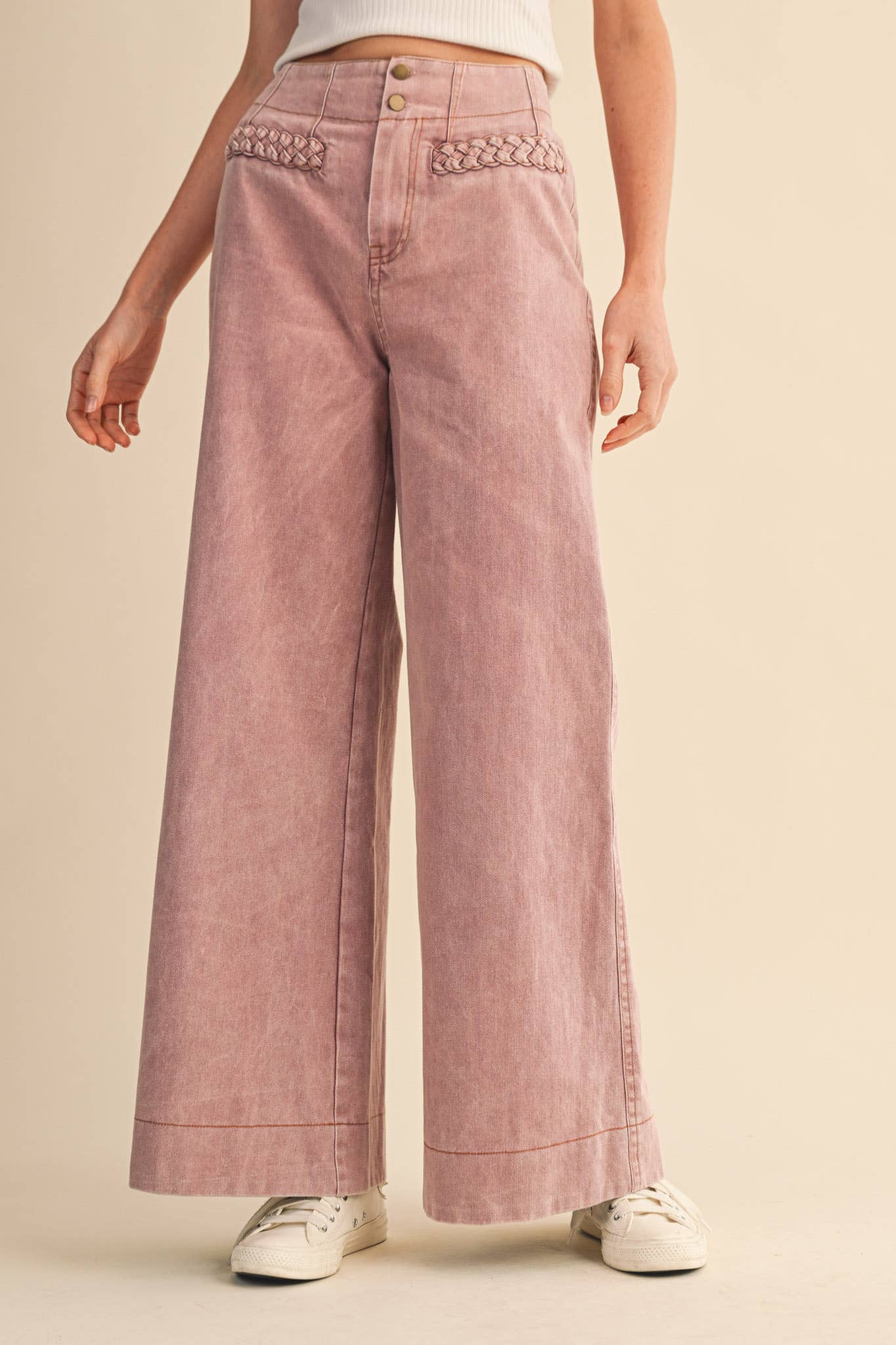 Mauve Braided Pocket Pants