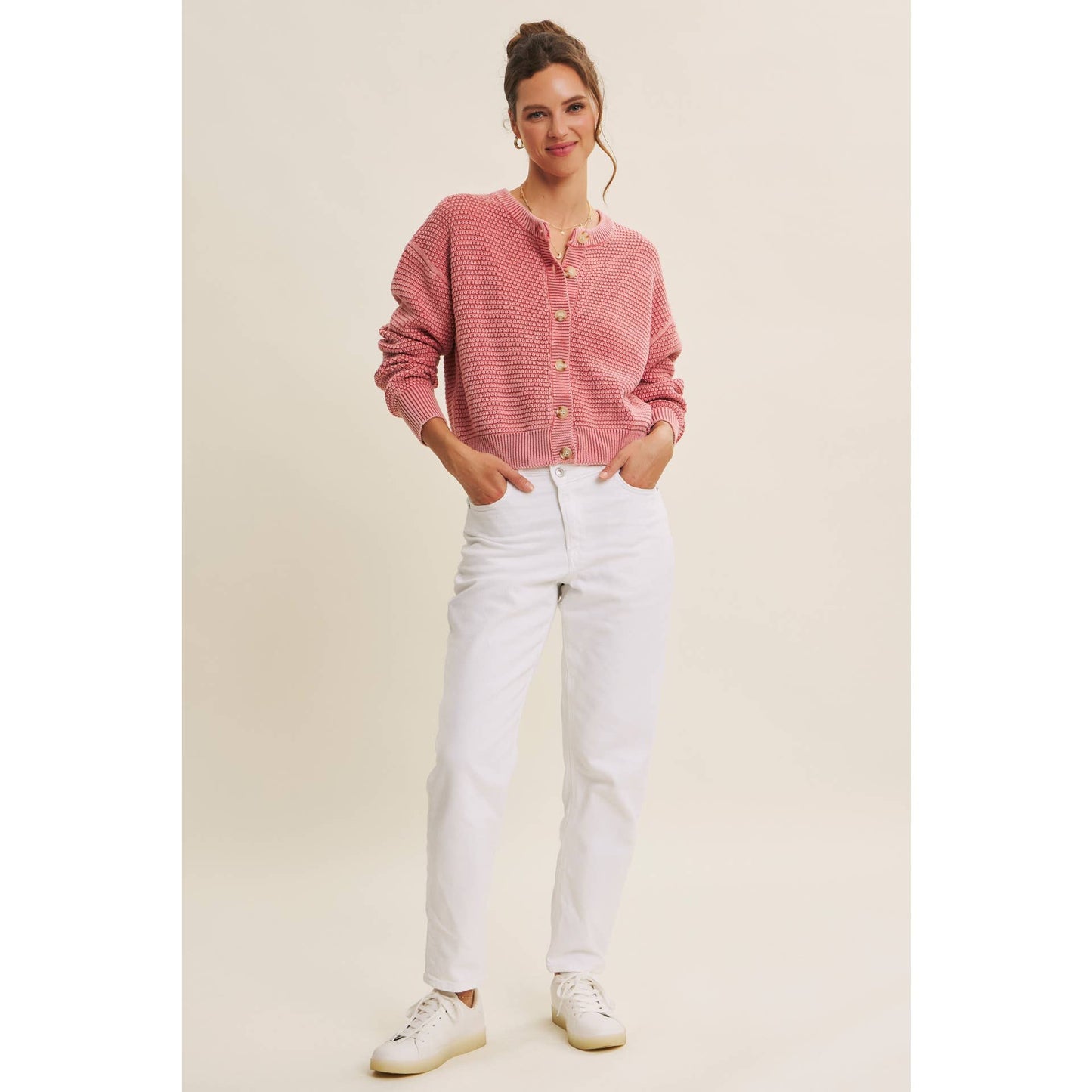 Pale Mauve Knit Cardigan