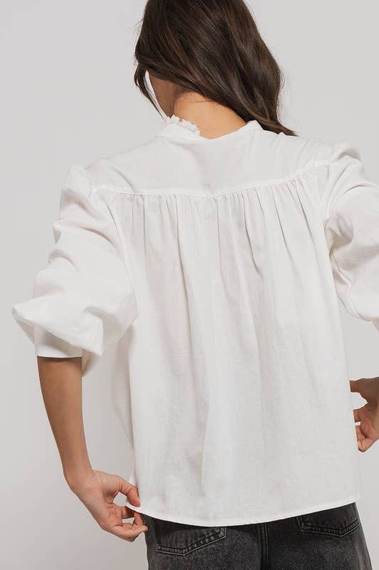 White Ruffle Blouse