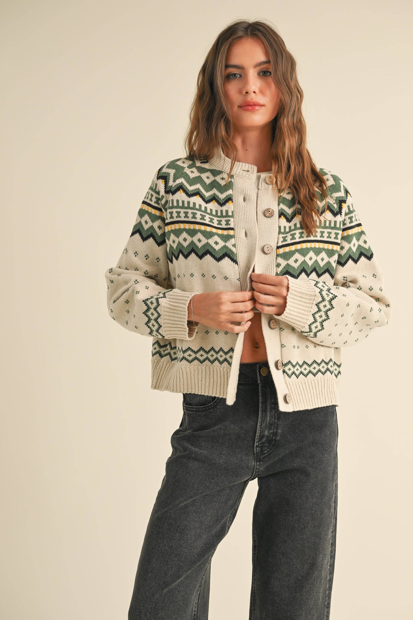 Patterned Sweater Cardigan