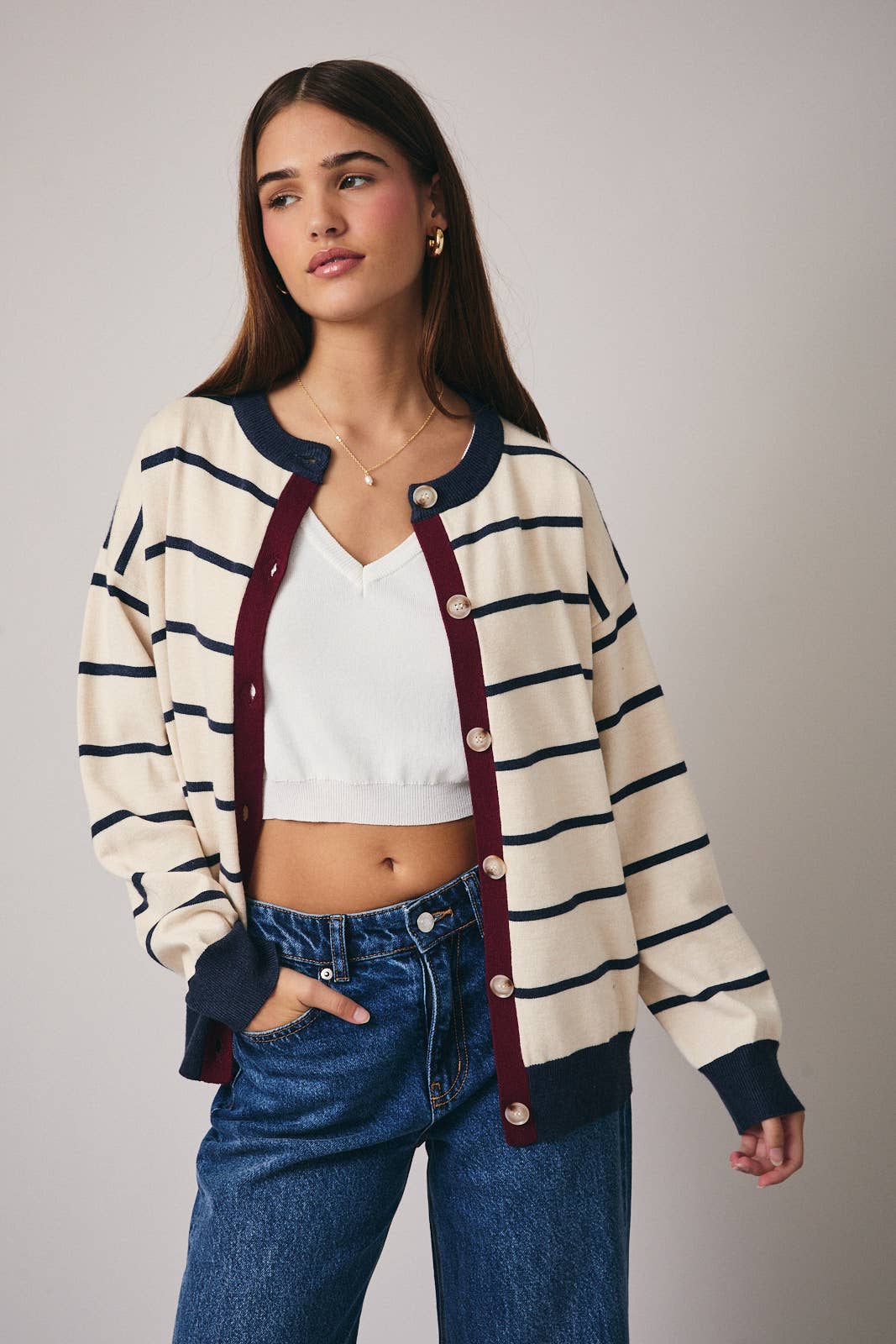 Navy Color Block Sweater