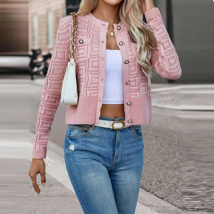 Pink Geo Cardigan