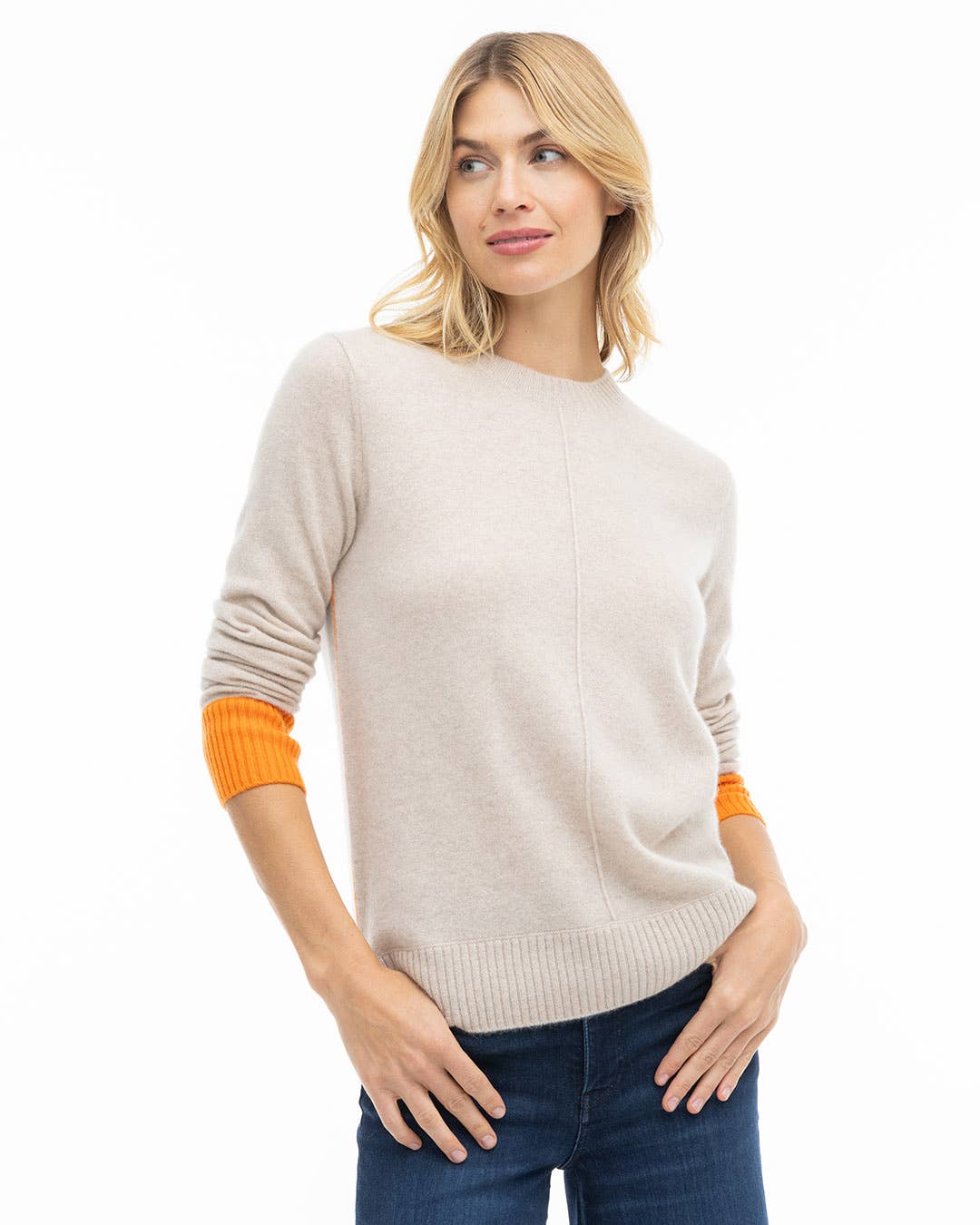 Sand & Orange Cashmere Sweater
