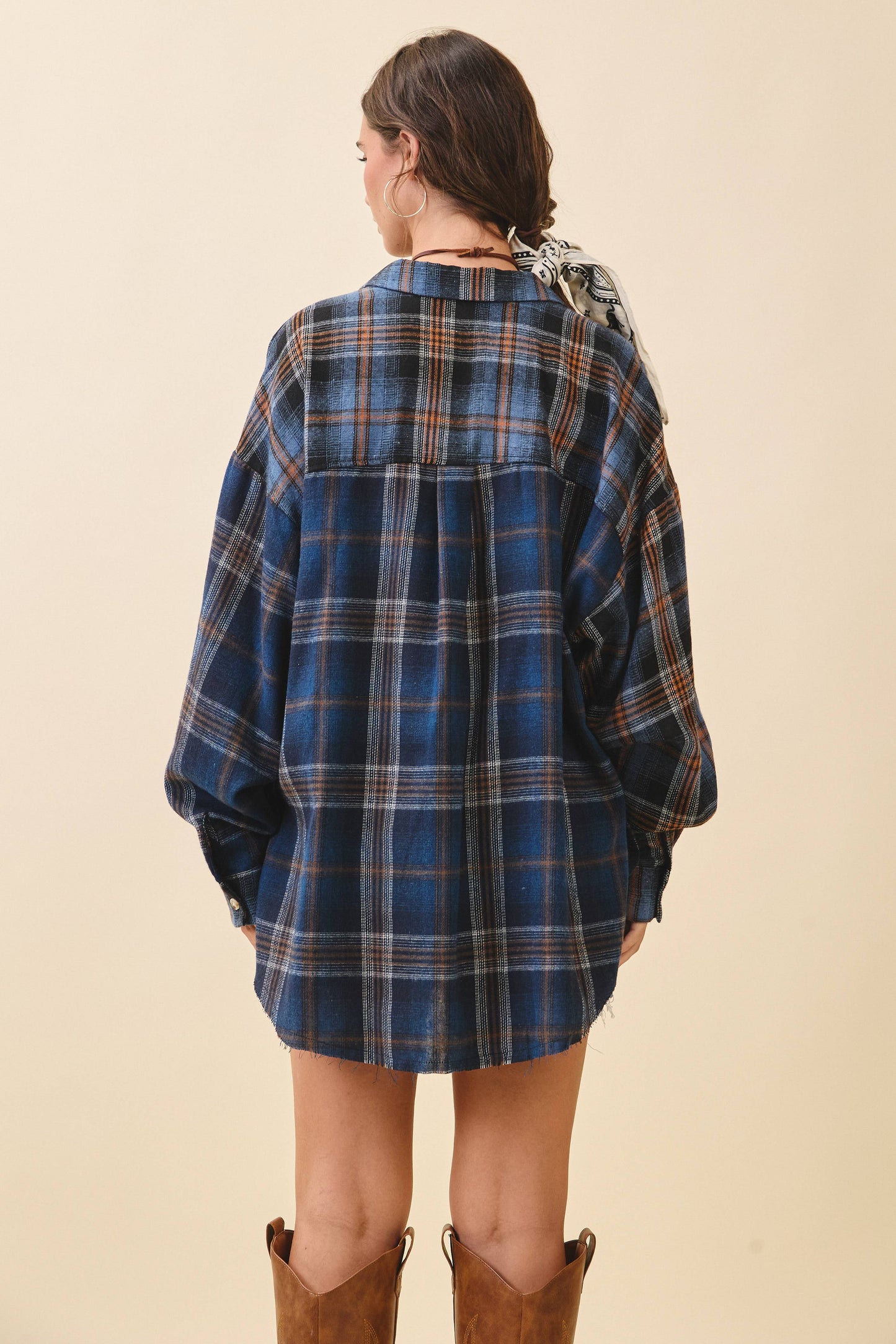 Navy Plaid Flannel Shirt