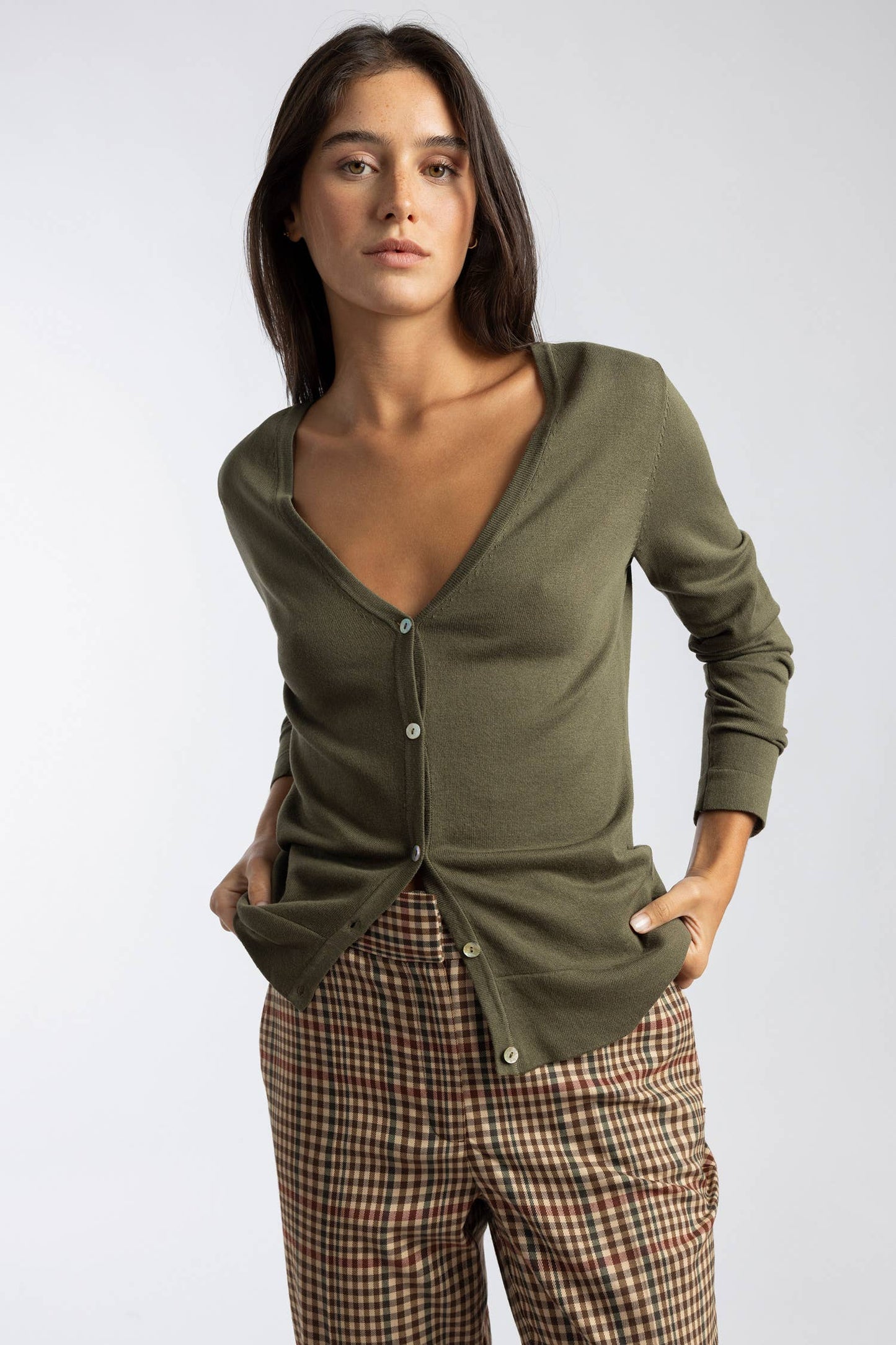 Military Green Cardigan