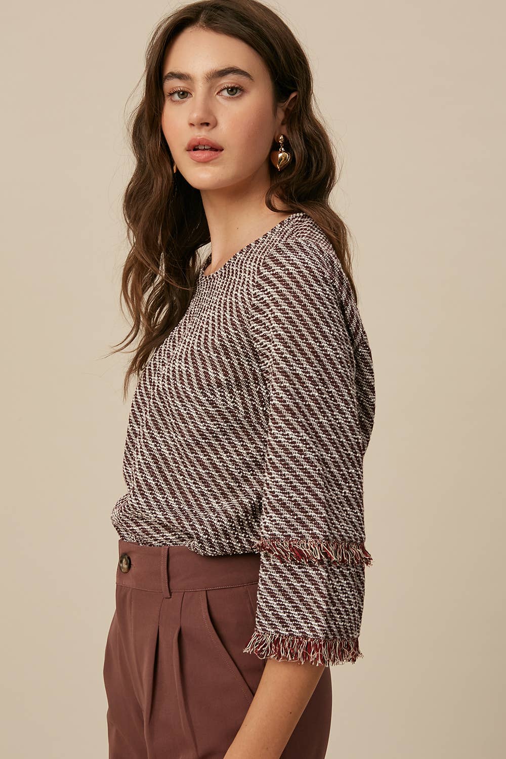 Burgundy Fringe Top