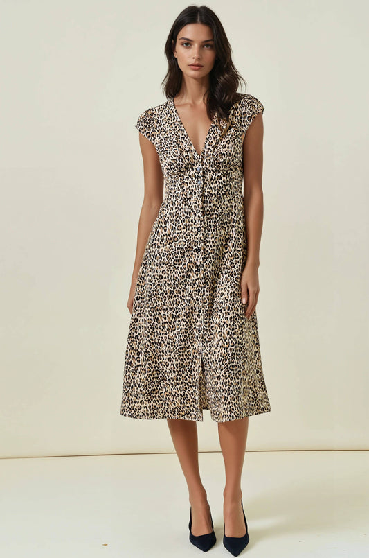 Leopard Print Midi Dress