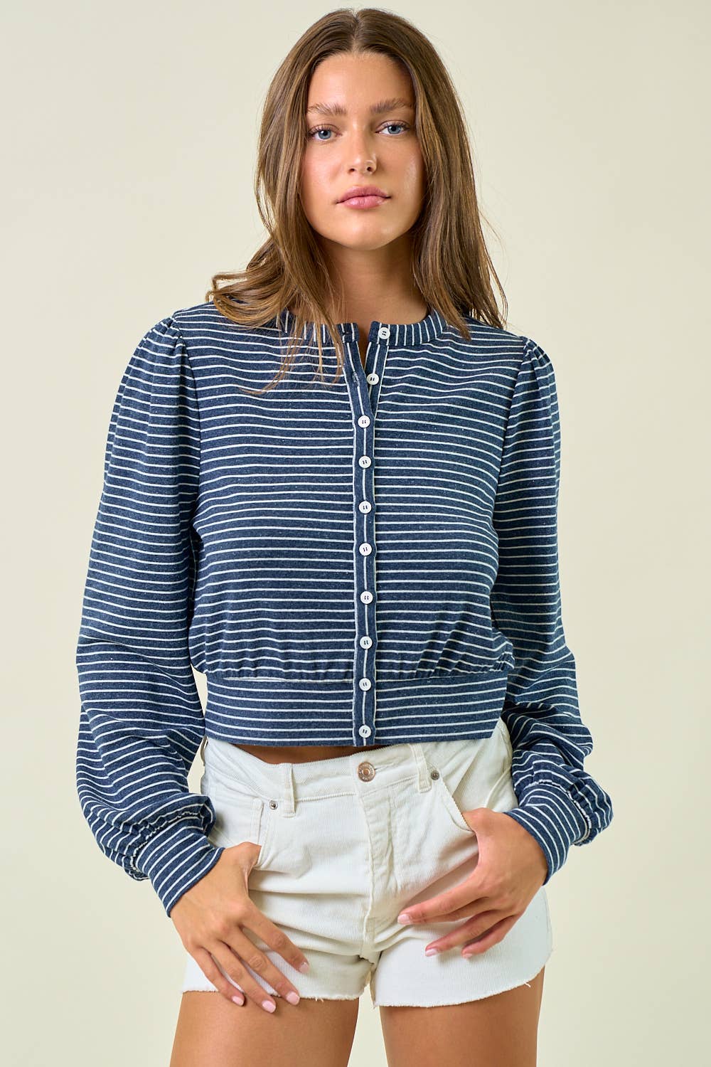 Indigo Button Top