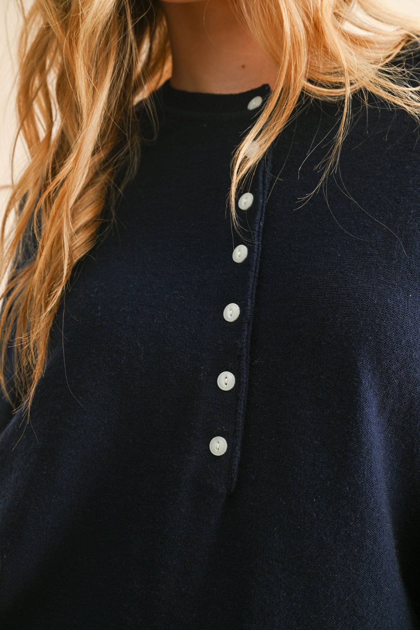 Navy Half Button Sweater