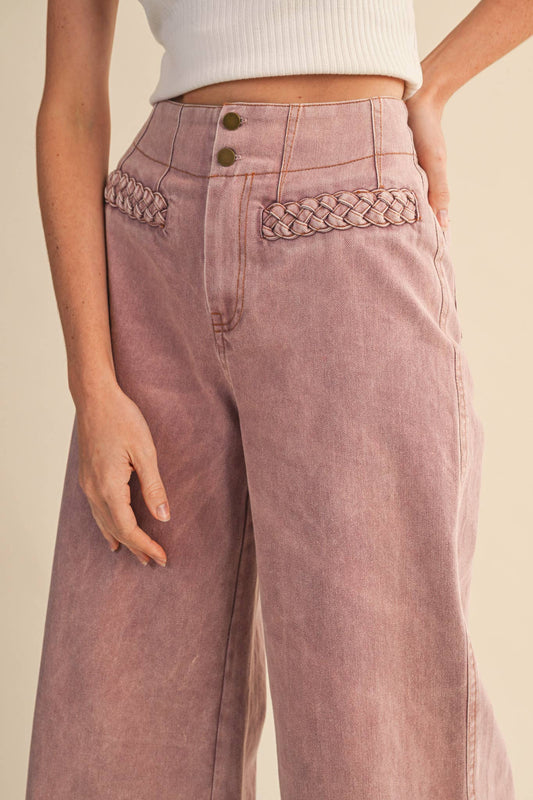 Mauve Braided Pocket Pants
