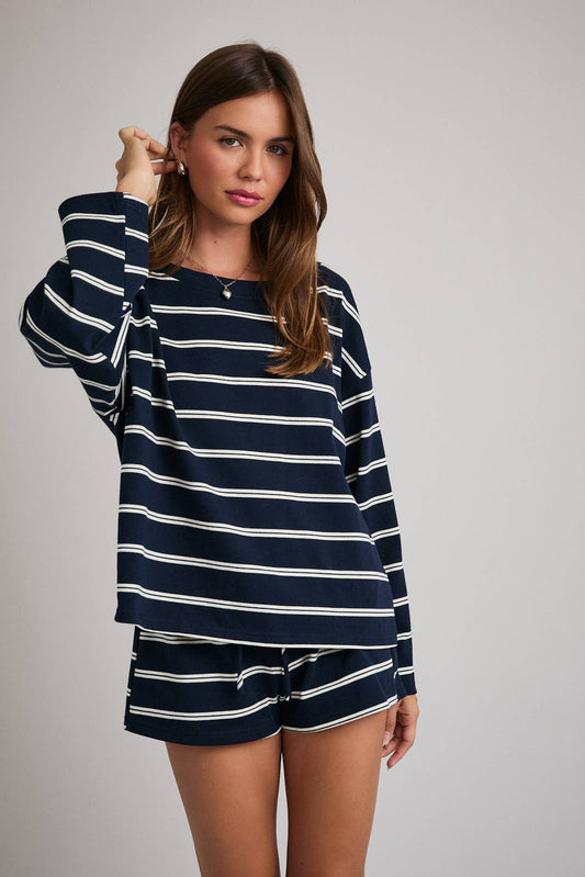 Navy Stripe Matching Set