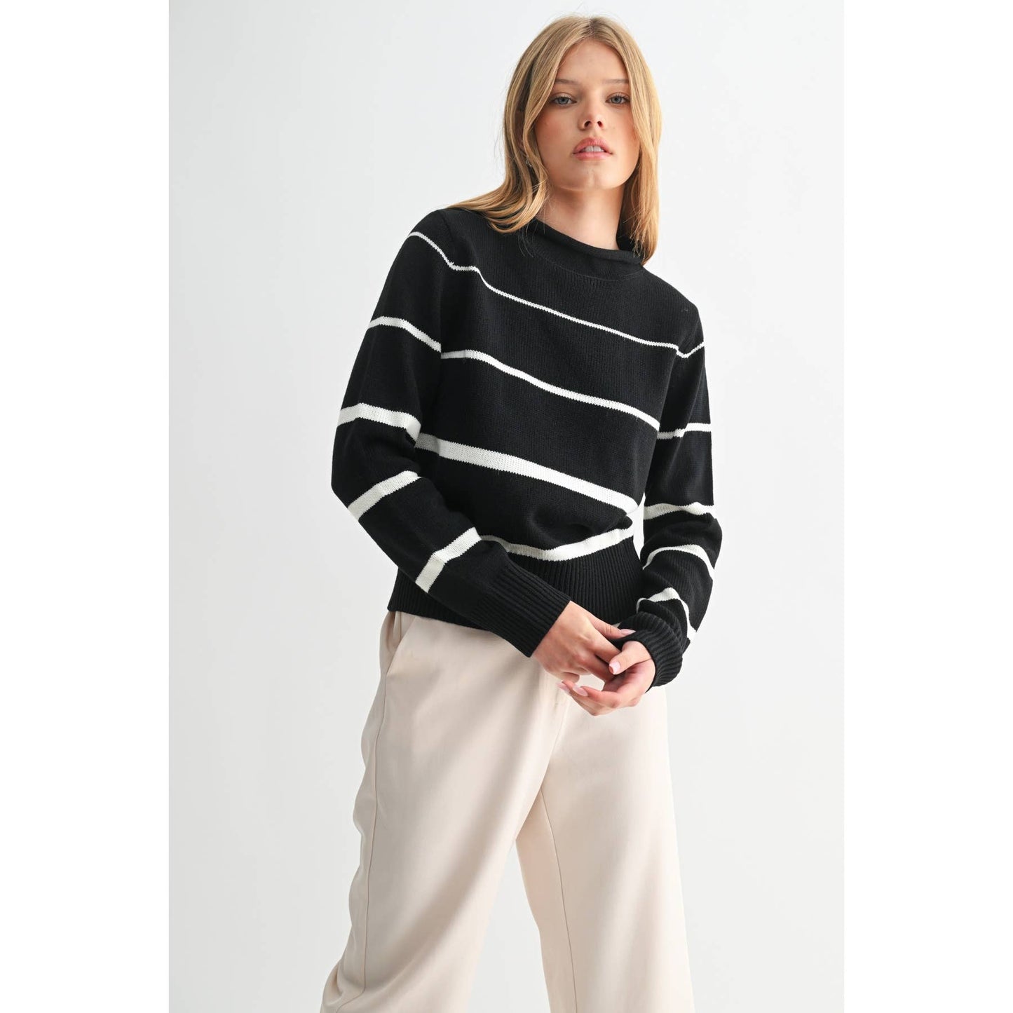 Black & Ivory Striped Sweater
