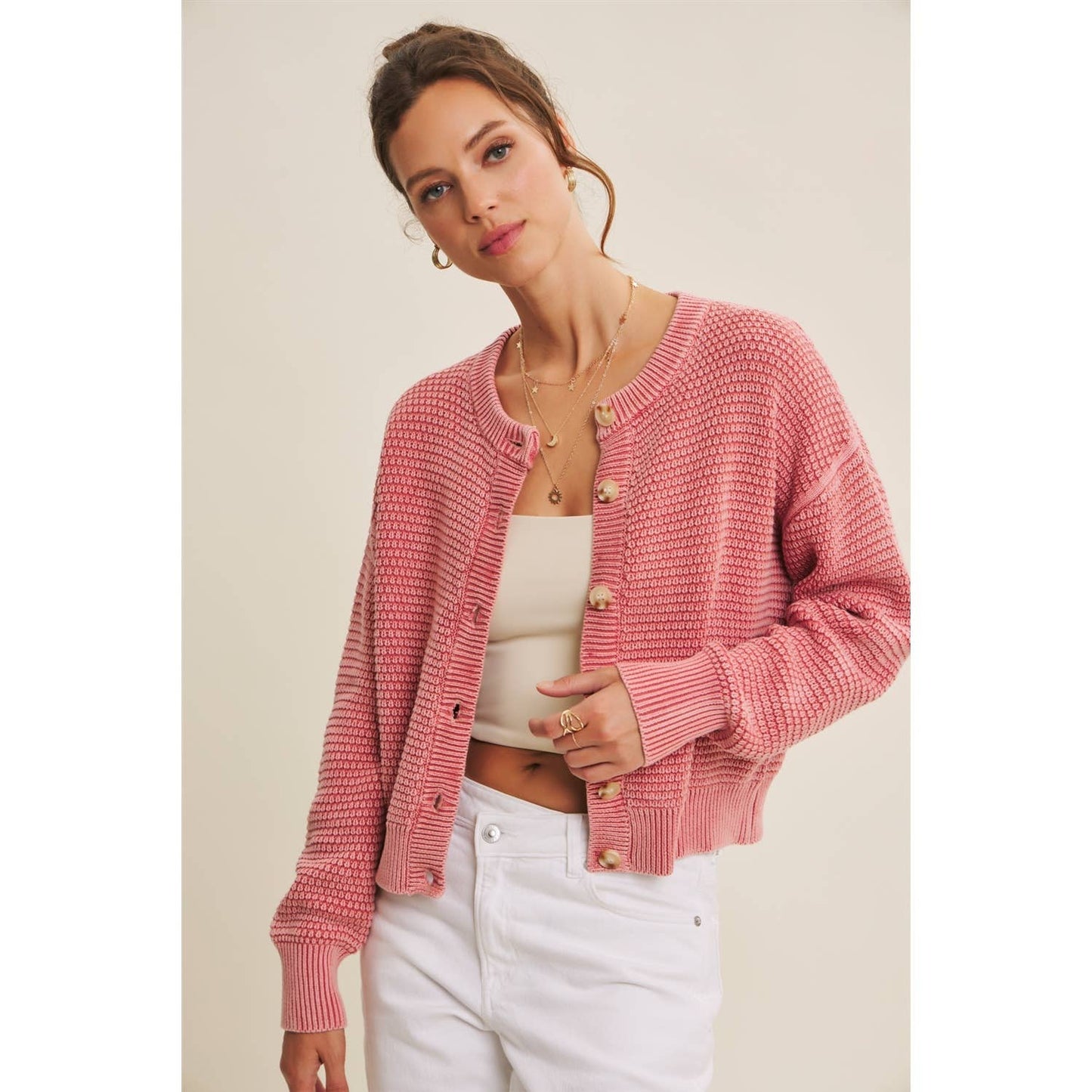 Pale Mauve Knit Cardigan