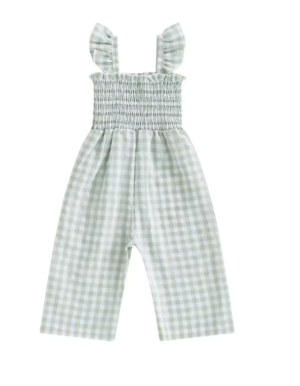 Mint Gingham Baby Jumper