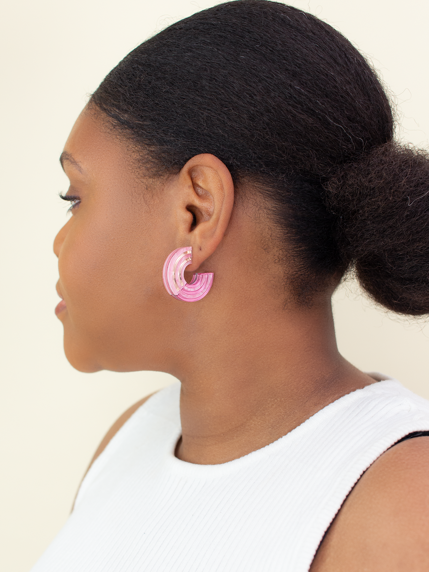 Pink Chunky Hoop Earrings