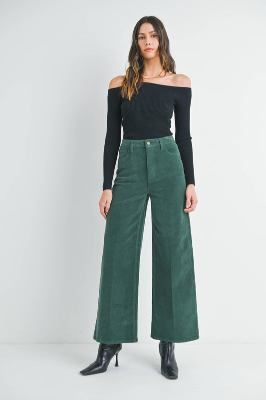 Green Wide Leg Corduroy